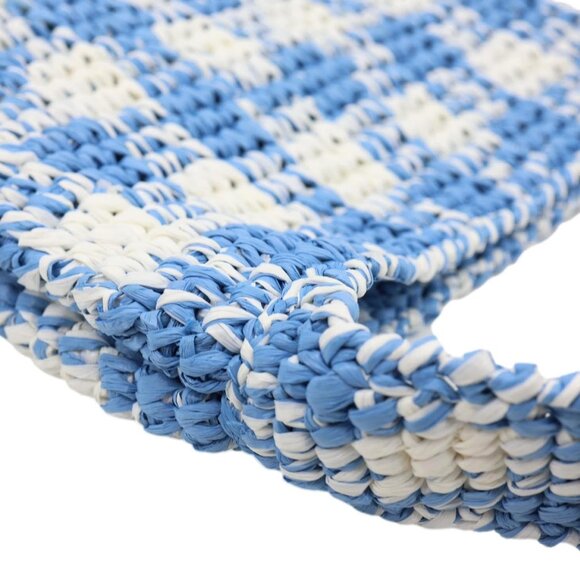 Prada  Embroidered Logo Yarn Raffia Crochet Tote Bag Multicolor - Picture 6 of 12